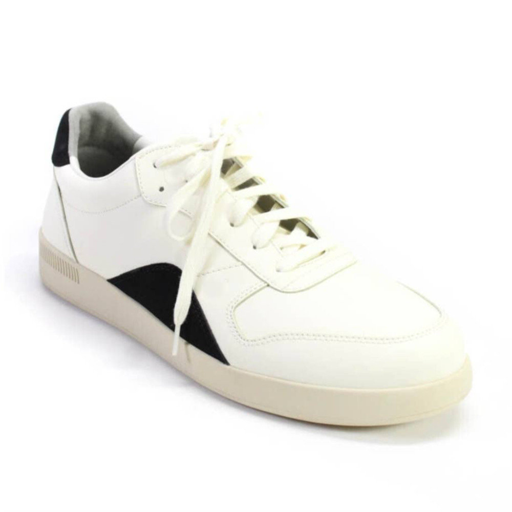 Everlane The ReLeather Court Sneaker In Off White Black Size 7 New